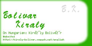 bolivar kiraly business card